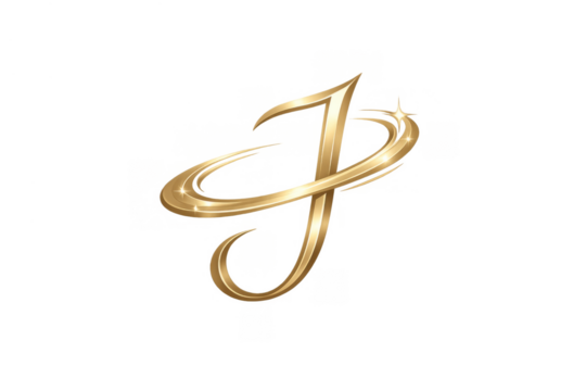 Golden capital letter j with shiny luxurious script design, swirling elegance, isolated and reflecting light - Powered by Adobe
