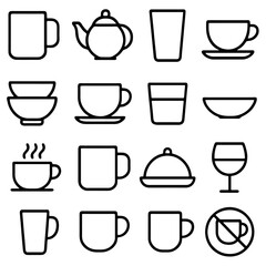 Simplified Drinking Vessels: A collection of various drinking vessels, perfect for design needs. Showcasing an array of shapes and forms in a minimalist design aesthetic. 