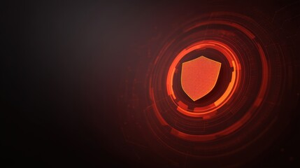 Abstract digital shield symbol on dark background representing protection, security, and technology in a modern design for digital concepts