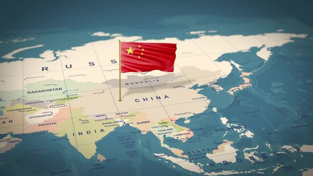 3D Mexico Flag on Map Location Animation