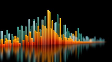 Abstract audio waveform visualization in vibrant colors showcasing dynamic sound wave patterns against a black background for creative projects