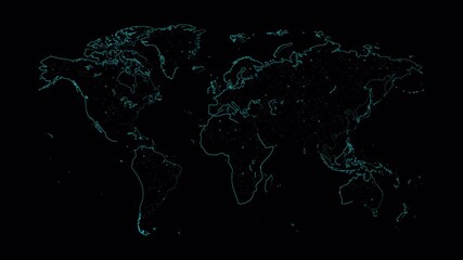 Global Network Connections Illuminated World Map Data Visualization. - Powered by Adobe