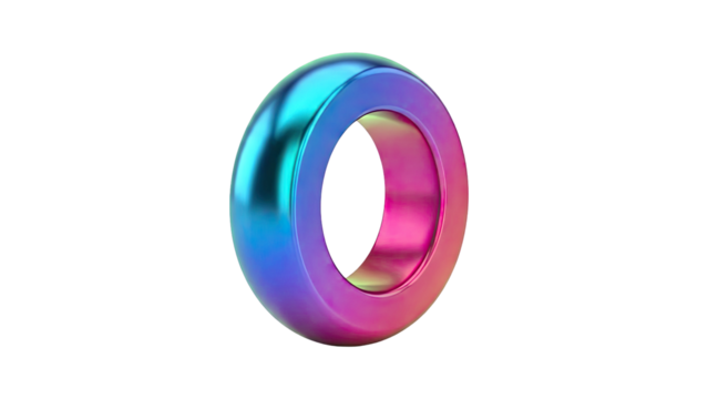 3D Rendered Ring with Blue and Pink Gradient - Powered by Adobe