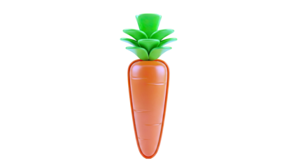 3D Render of a Stylized Orange Carrot with Green Leaves