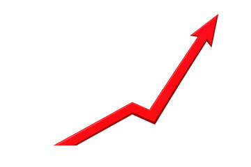 Red arrow moving up fluctuating for business growth success finance market trend progress increasing sales