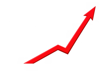 Red arrow moving up fluctuating for business growth success finance market trend progress increasing sales