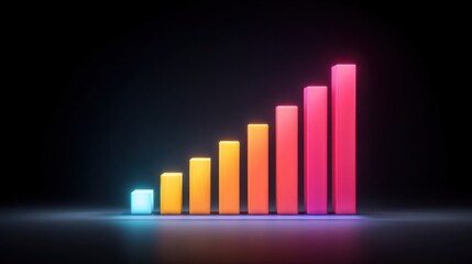 Colorful Bar Graph Representing Growth and Progress in Modern Business Analytics and Data Visualization Against a Dark Background