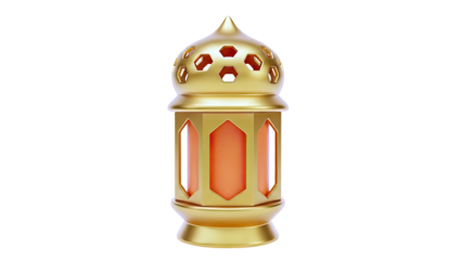 Golden Arabic Lantern with Orange Interior