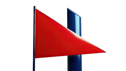 Abstract Red Triangle and Blue Poles