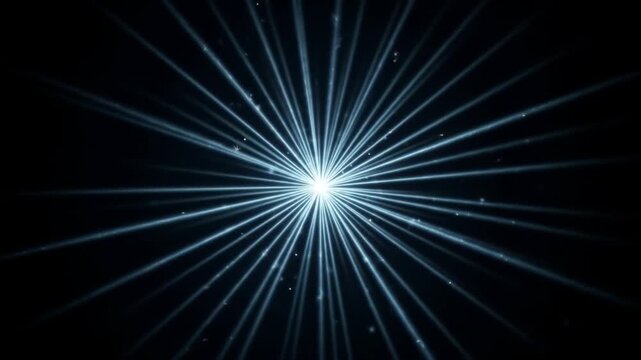 A bright light radiates blue rays outward in all directions against a dark background