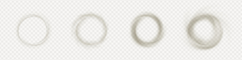 Realistic white smoke vortex and circular fan wind create a powerful suction motion. This spiral airflow ring suggests laundry wash cycles and clean air purification through futuristic turbine design.