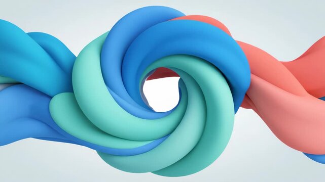 Dynamic abstract scene featuring intertwined colorful knots creating a flowing, organic pattern against a clean, minimal background for modern visual appeal