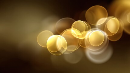 Abstract golden bokeh background with soft circular light spots creating a dreamy and warm atmosphere suitable for festive or decorative themes