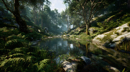 Fototapeta premium Environment forest plant green water