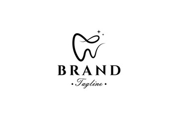 Dental logo with simple flat vector design style