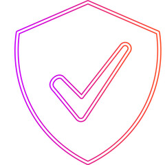 Neon Shield with Checkmark Icon
