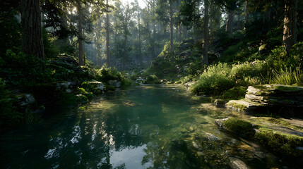 Obraz premium Nature environment free trees forest and lake