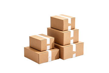 Fototapeta premium Stack of Cardboard Boxes with White Tape