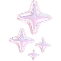 3D Iridescent Glossy Crystal Stars © Zelin