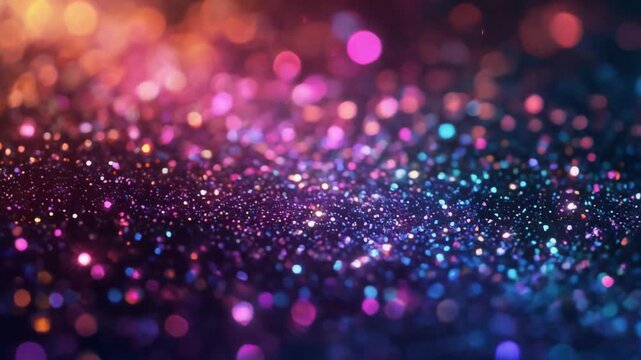 Ultra high definition vibrant multicolor bokeh light glitters moving dynamically abstract background energy visual motion