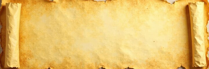 Fototapeta premium Creased, stained parchment; aged, yellowed texture, backdrop, antique