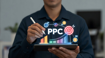 PPC Pay Per Click Digital Marketing Strategy Online Advertising Concept