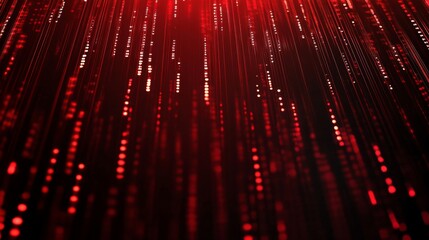 Abstract matrix background in red with vertical lines and dots creating a digital visual effect in a modern style