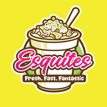 Esquites Street Food Logo ? Colorful Mexican Corn Cup Vector Design.eps