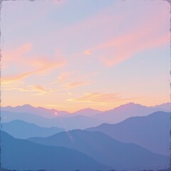 Serene Mountain Landscape Sunrise with Pastel Sky