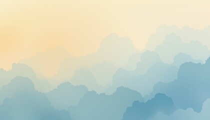 Serene Pastel Sky with Fluffy Clouds and Gentle Gradient