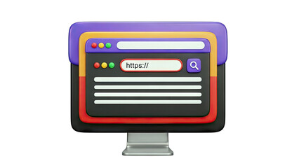 Fototapeta premium 3D Browser Window with Search Bar and Website Content