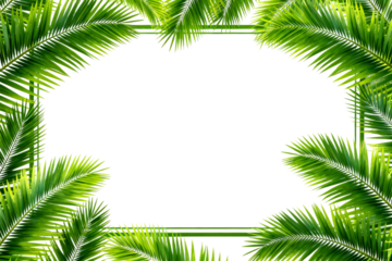 Tropical Palm Leaves Frame with White Background