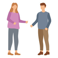 Man and Woman Talking with Hands Gesture Illustration