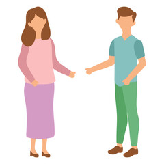 Man and Woman Standing With Chatting Illustration