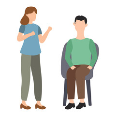 Woman Talking to Man Sitting Illustration