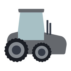 Gray Farm Tractor Flat Illustration