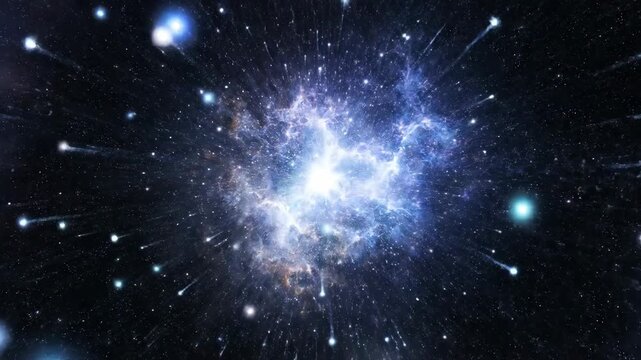 Epic blue cosmic explosion with radiant energy.