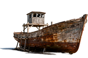 Abandoned Rusty Old Boat on Dry Land