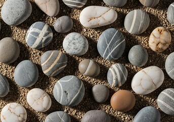 Zen Stones - A Collection of Smooth, Striped Beach Pebbles.