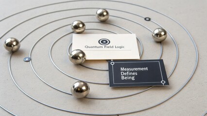 Concept of Quantum Field Logic with Sphere and Card Representation in Modern Design Style