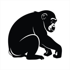 Fototapeta premium Artistic graphic black silhouette of a chimpanzee, perfect for design projects and educational content