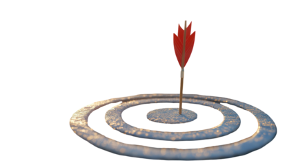 Target bullseye with arrow on transparent background