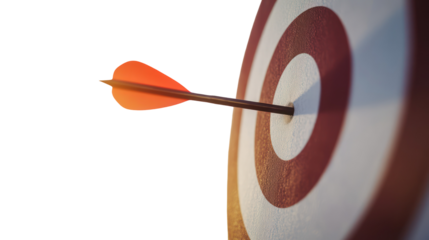 Arrow hitting bullseye on transparent background
