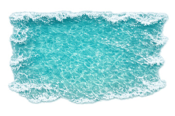 Obraz premium Clear ocean water surface with small waves, light reflections, and white foam on transparent background