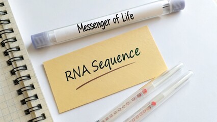 RNA Sequence Analysis Tools with Notepad and Writing Instruments on a Workspace Table