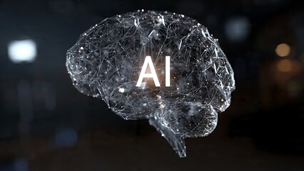 Fototapeta premium Stunning abstract AI brain visualization representing artificial intelligence and future technology innovation with glowing neural network connections