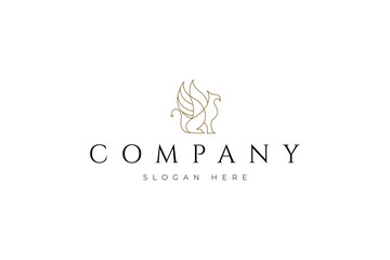 Fototapeta premium Griffin mythological animal logo with a luxurious line art design concept