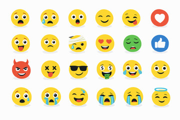 Fototapeta premium Simple happy face icons set