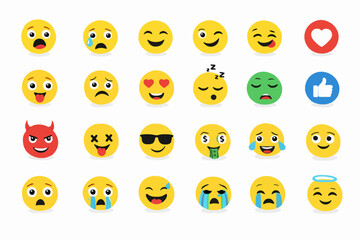 Fototapeta premium Simple happy face icons set