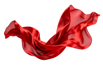 Flying Red Satin Cloth in Dynamic Motion